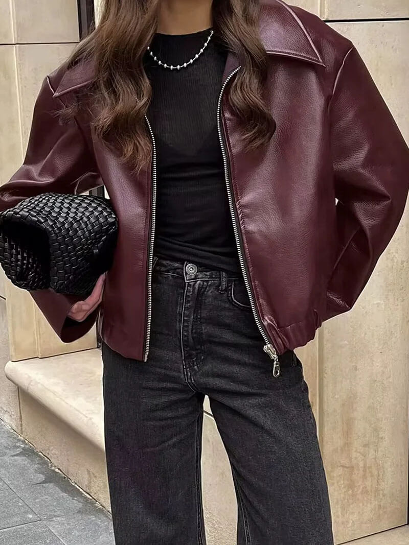 Zorielle Wine Red Zip Jacket