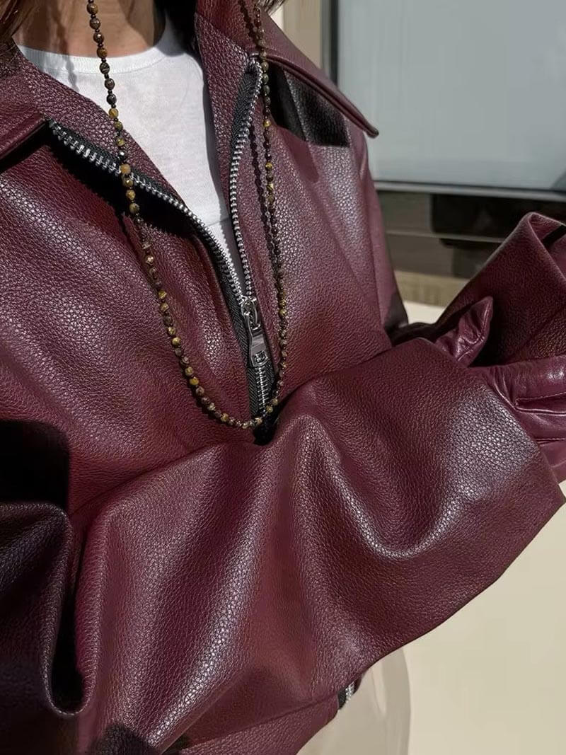Zorielle Wine Red Zip Jacket
