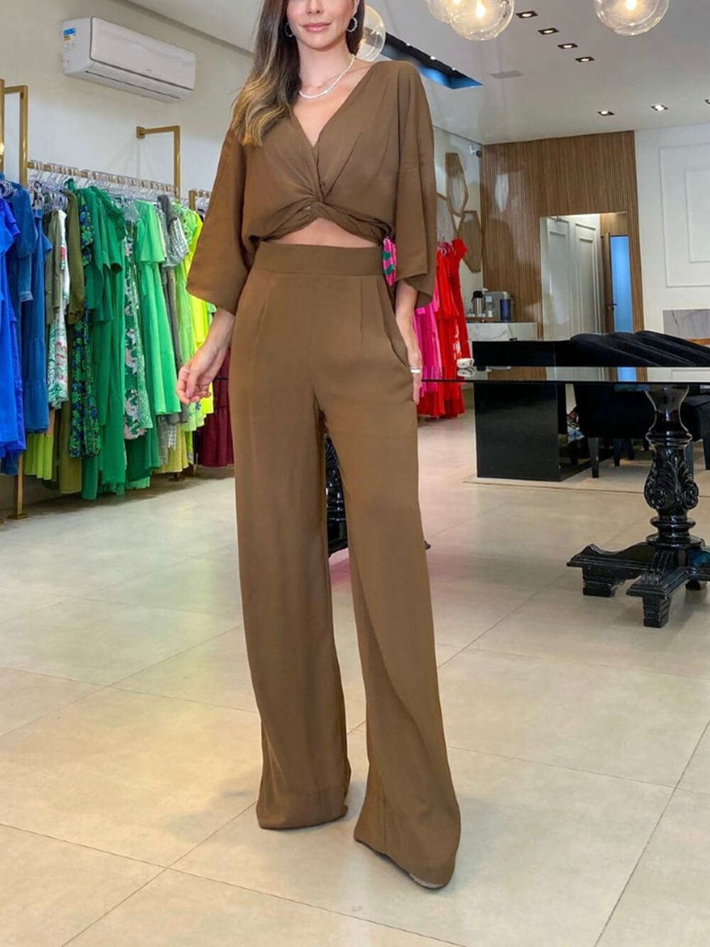 Relaxed Three-Piece Pants Set - Two-Piece Outfit