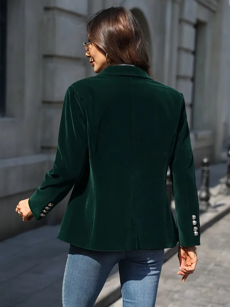 Coral Elegant Velvet Blazer
