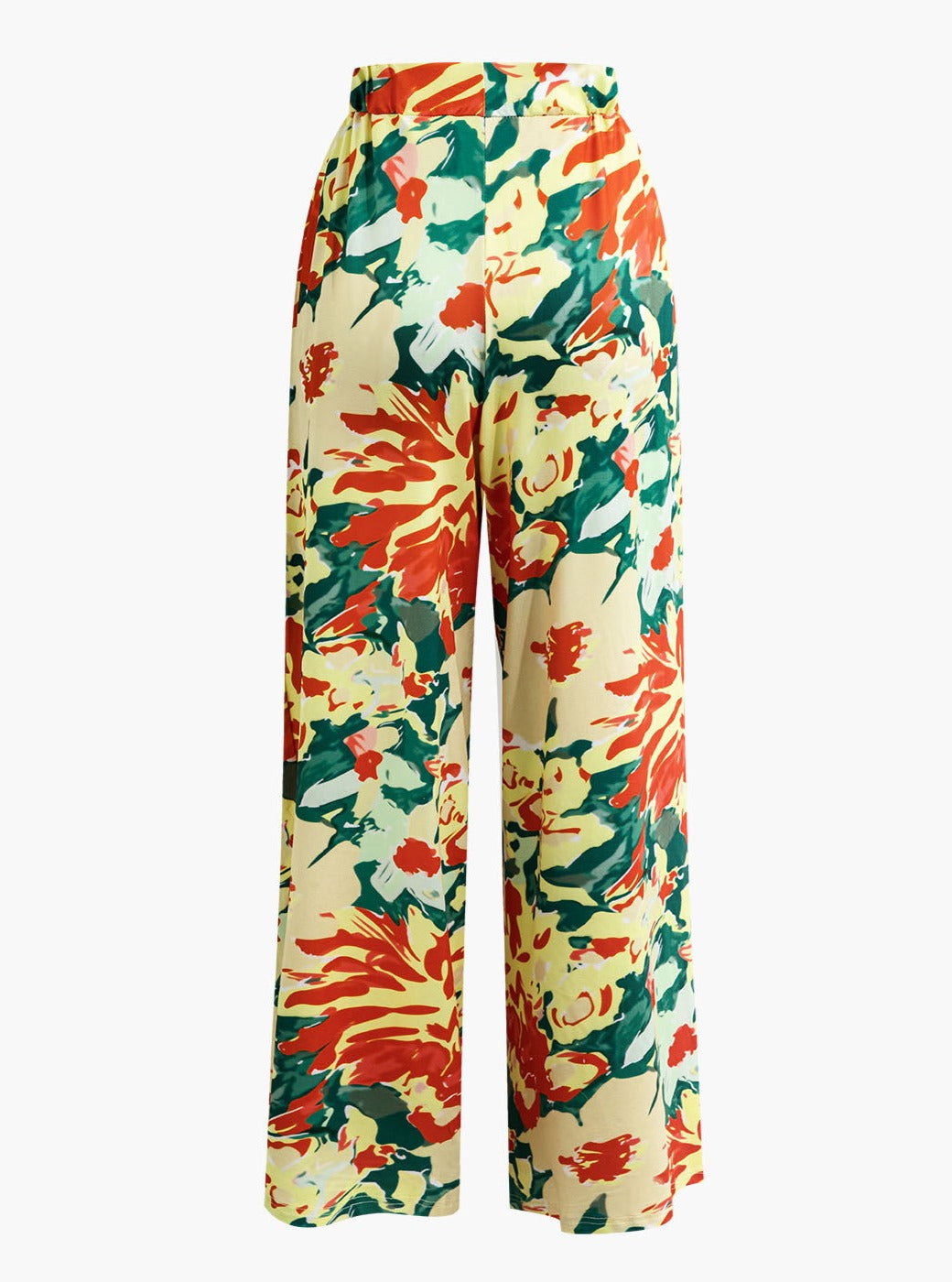 Halter Neck Ruched Wide-Leg Pants Set