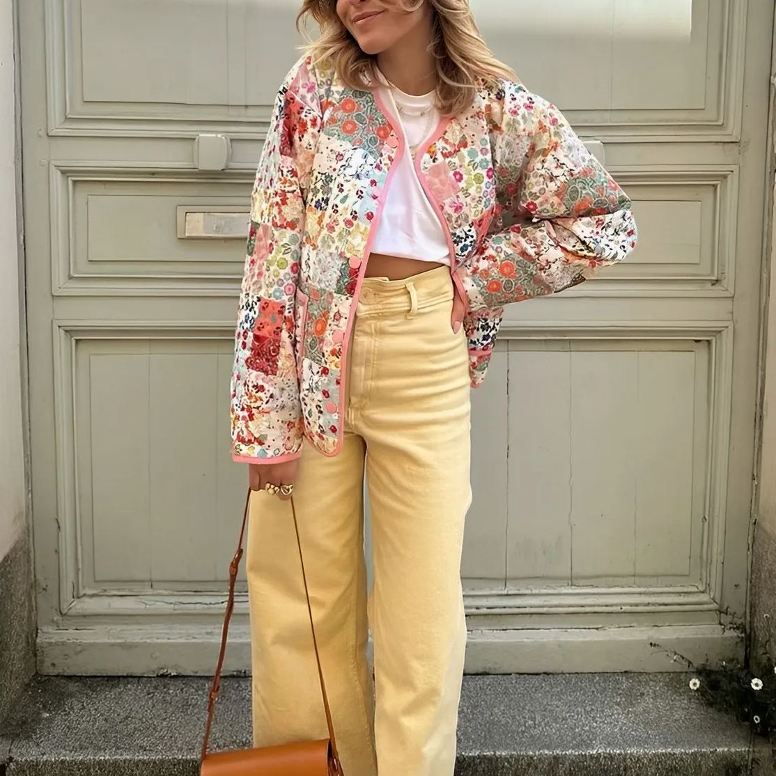 Printed Jacket with Patchwork Design