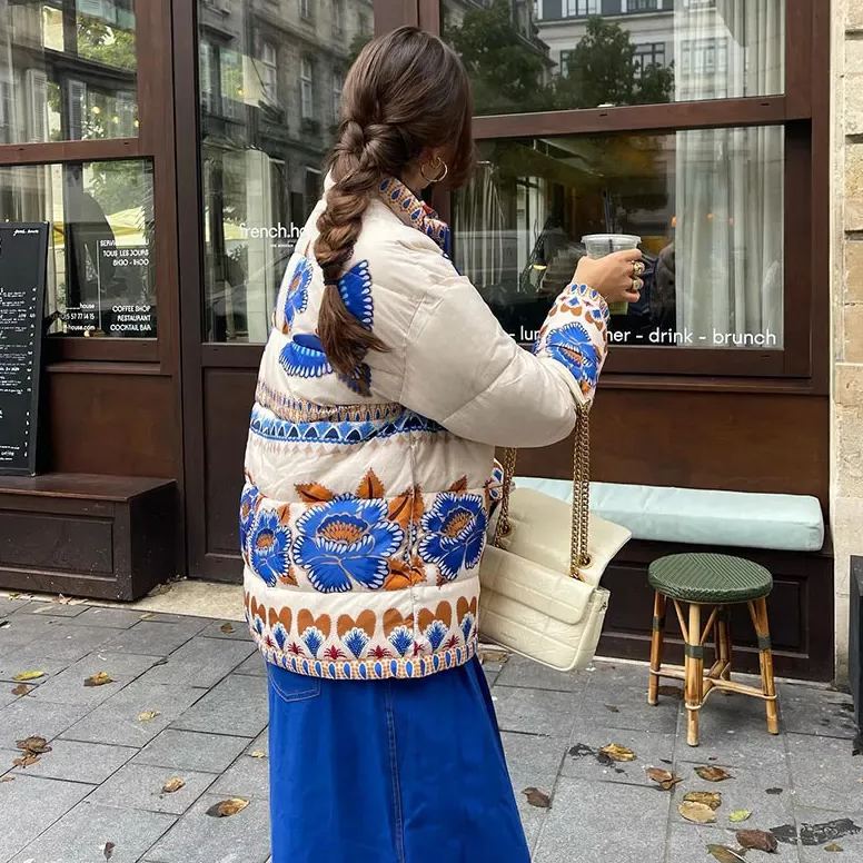 Floral Blue Drop Shoulder Jacket