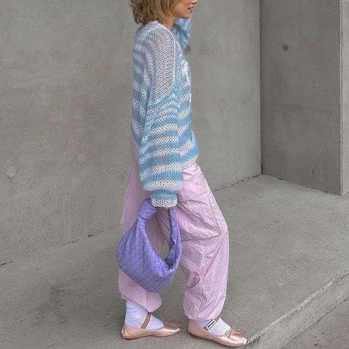 Striped Sweater in Blue and White Contrast