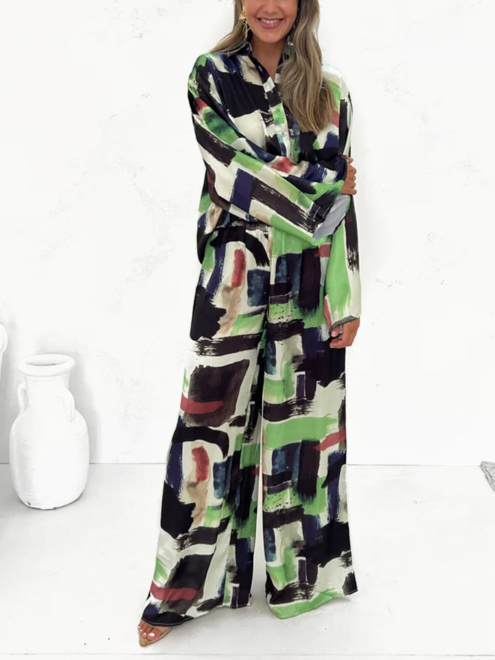Elastic Waist Pocket Set with Summer Holiday Print