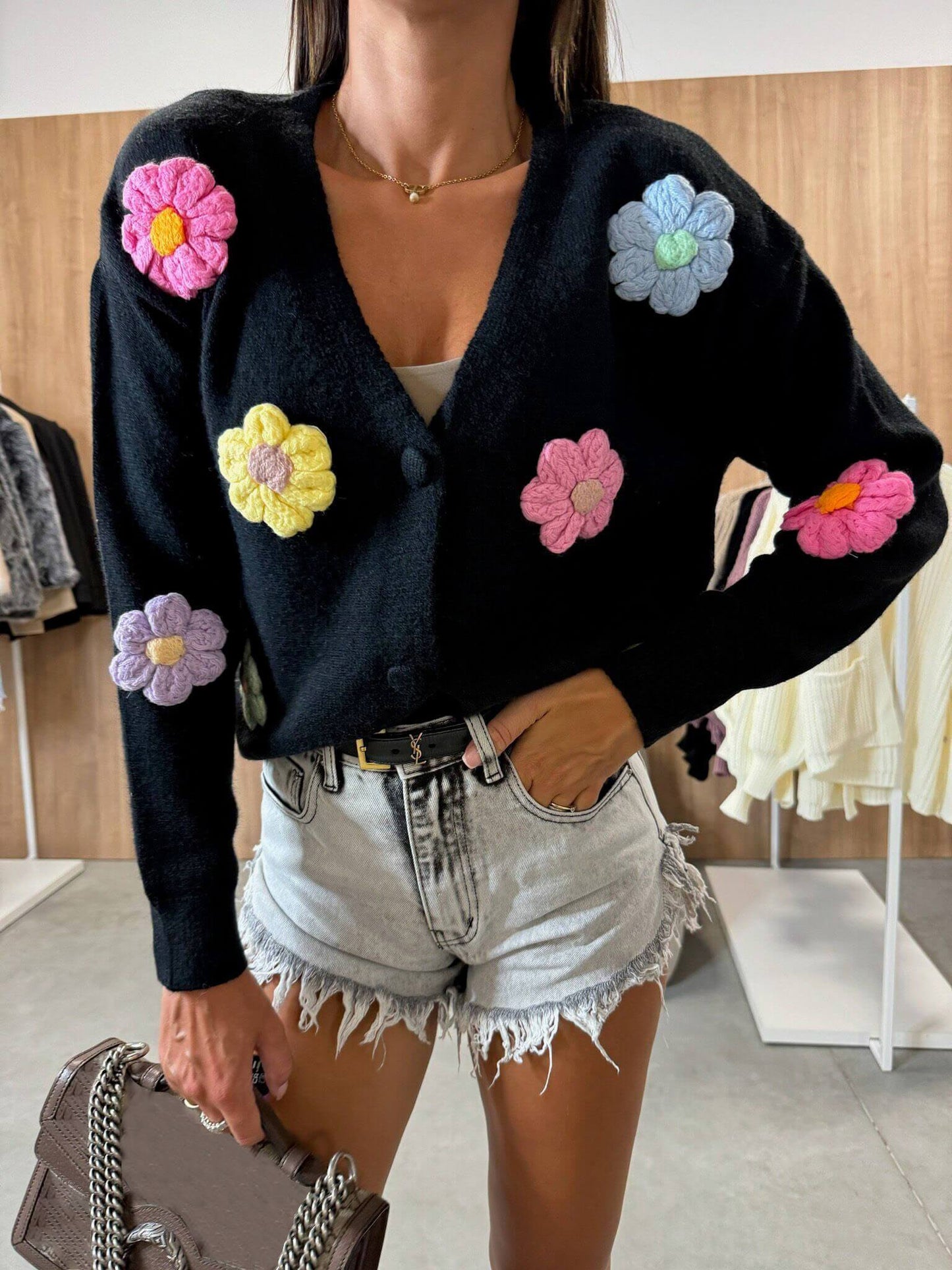 Relaxed Crochet Floral Cardigan Sweater Jacket
