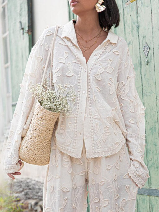 Distinctive Resort-Inspired Jacquard Casual Two-Piece Set