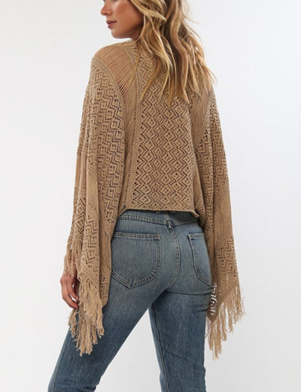 Natalia Crochet Sweater Cover-Up with Fringe Detail