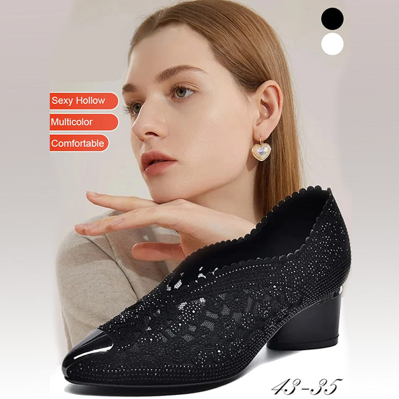 Jane Elegant Pointed Toe Flats with Crystal Detailing