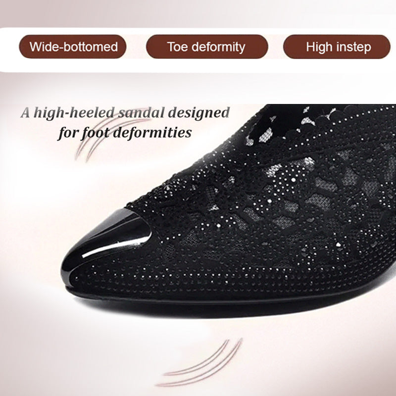 Jane Elegant Pointed Toe Flats with Crystal Detailing
