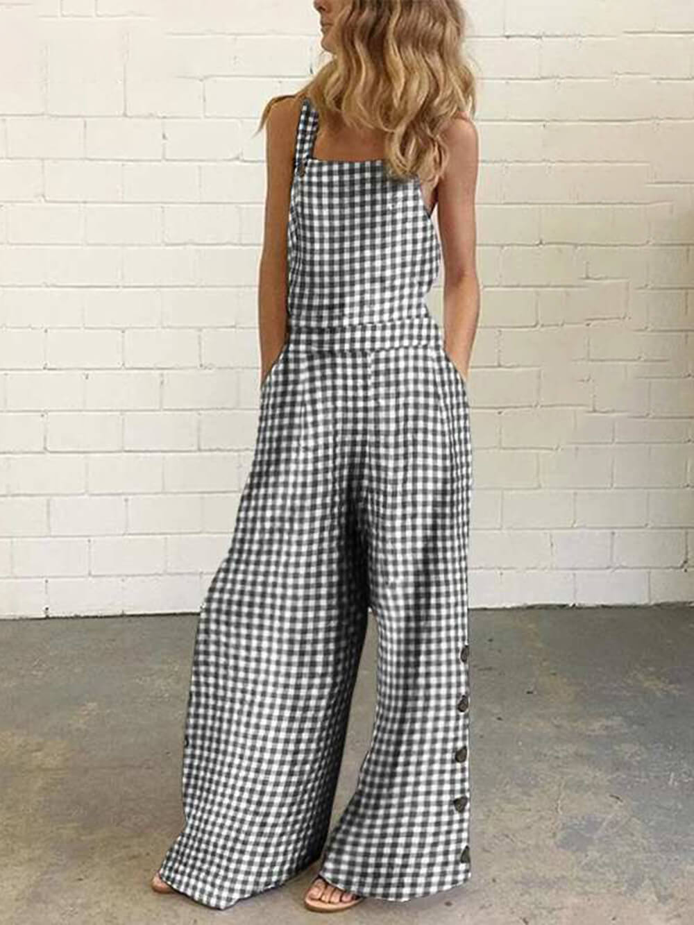 Backless Jumpsuit with Polka Dot Design
