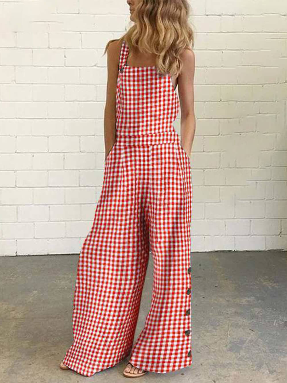 Backless Jumpsuit with Polka Dot Design