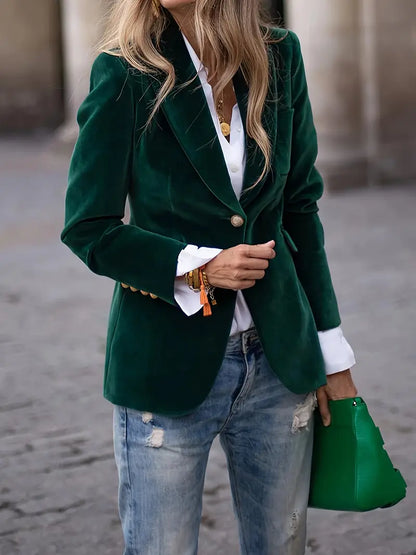 Coral Elegant Velvet Blazer