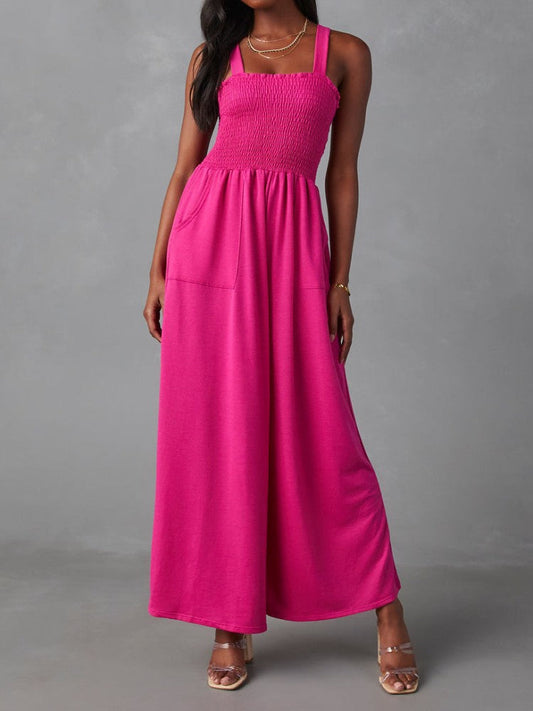 Barbie Powder Smocked Jumpsuit with Pockets