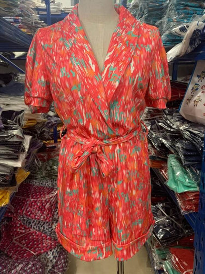 Pink Floral Puff Sleeve Candy Romper