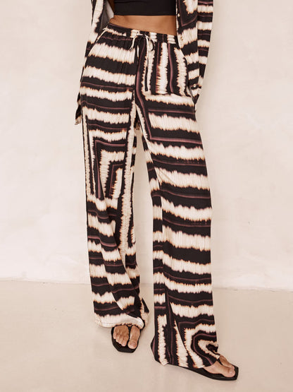 Signature Textured Chocolate Print Baggy Trousers Set
