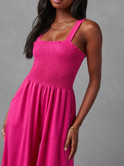 Barbie Powder Smocked Jumpsuit with Pockets