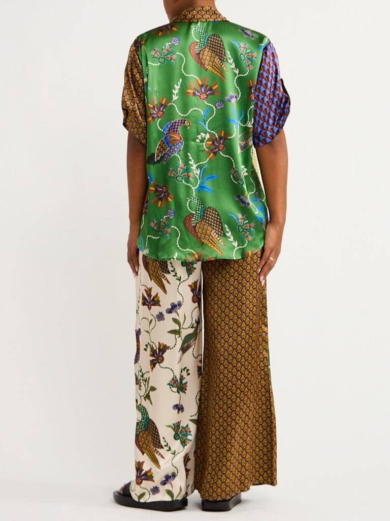 Bohemian-Inspired Loose Wide Leg Pants Set with Unique Folk Print