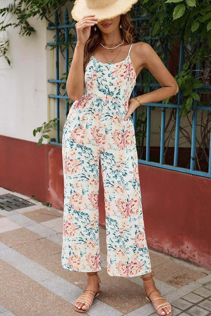 Orange Pastel Peony Floral Jumpsuit