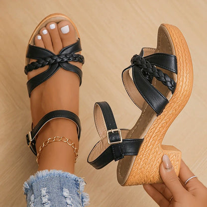 Bella Stylish Braided Strap Heeled Sandals