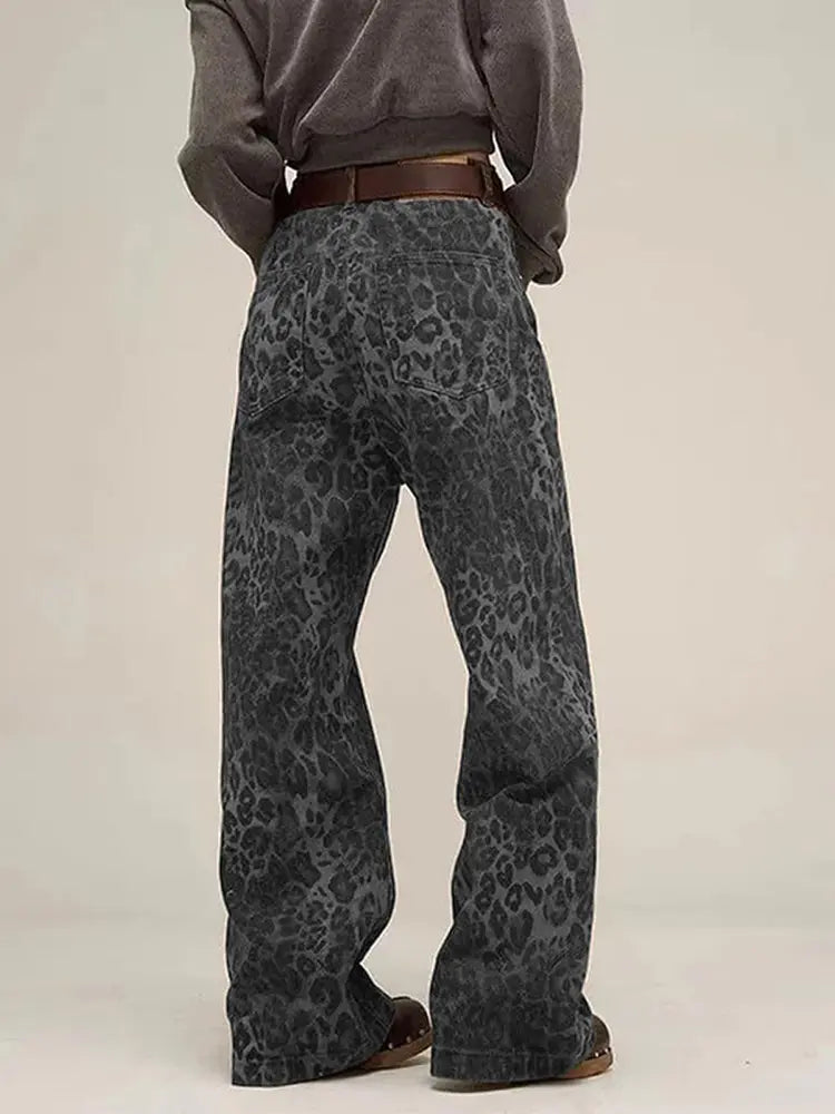 Retro Leopard Print Denim