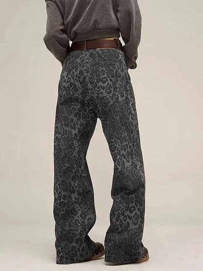 Retro Leopard Print Denim