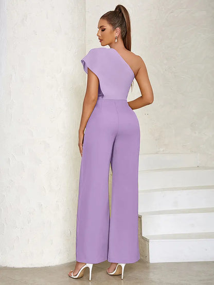 Chic One-Shoulder Cutout Back Jumpsuit