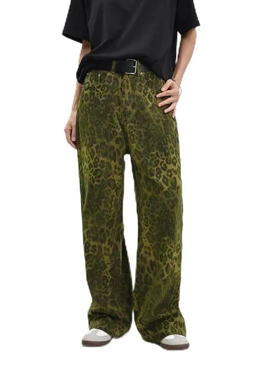 Retro Leopard Print Denim