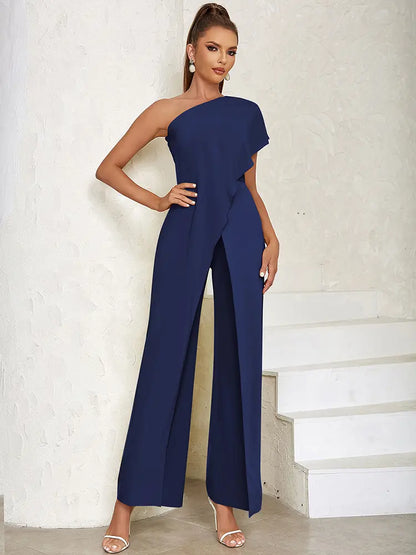 Chic One-Shoulder Cutout Back Jumpsuit