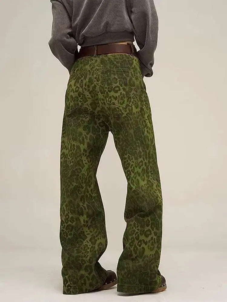 Retro Leopard Print Denim