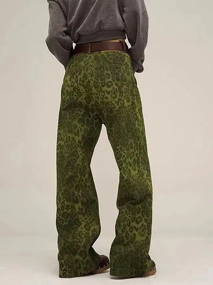 Retro Leopard Print Denim
