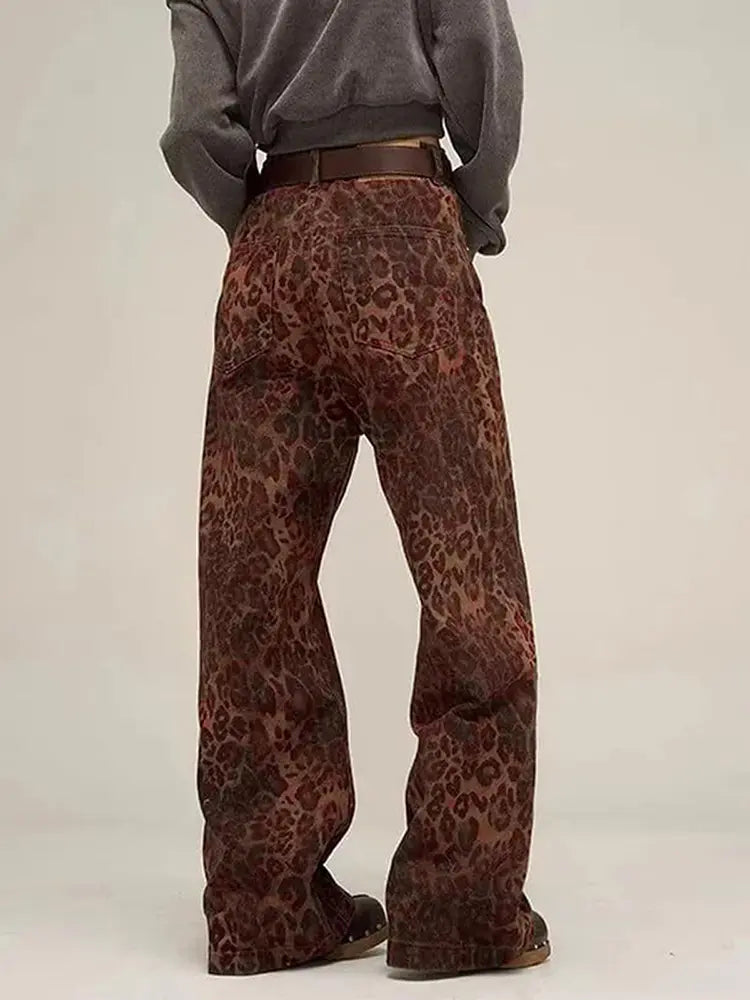 Retro Leopard Print Denim