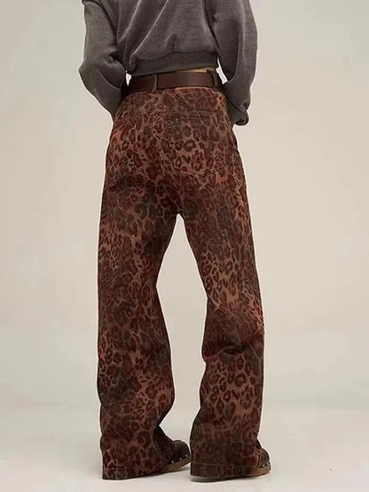 Retro Leopard Print Denim