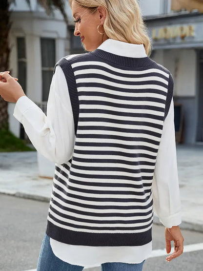 Casual V-Neck Split Sweater Vest