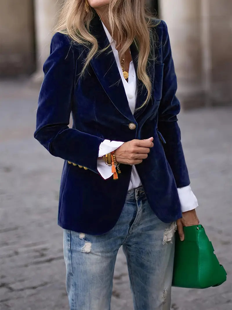 Coral Elegant Velvet Blazer