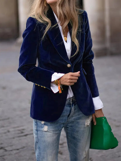 Coral Elegant Velvet Blazer