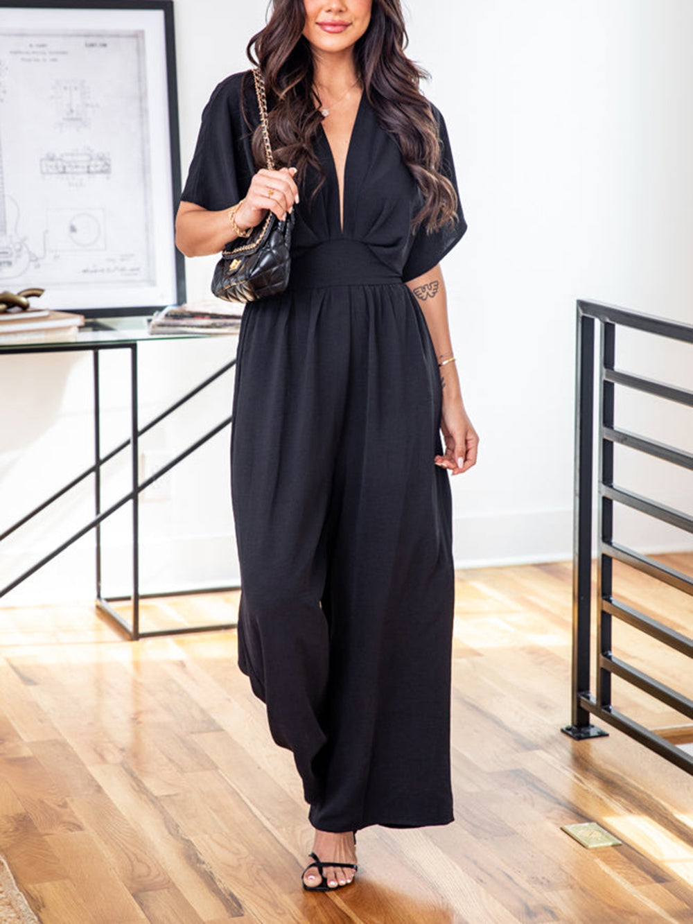 Black V-Neck Jumpsuit