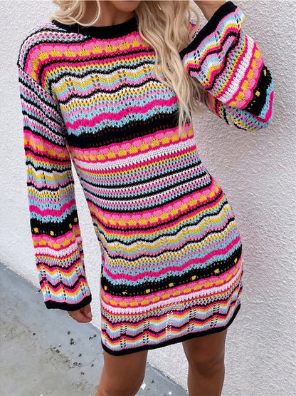 Mid-Length Striped Pullover Sweater