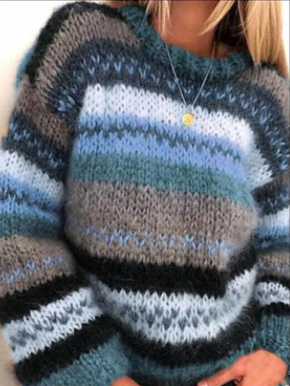 Cozy Rainbow Knit Sweater - Relaxed Fit