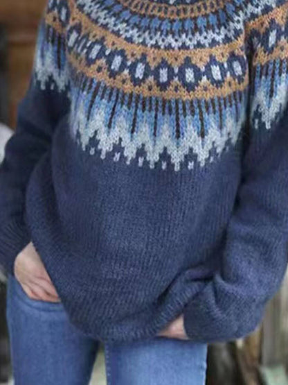 Chunky Needle Jacquard Knit Sweater