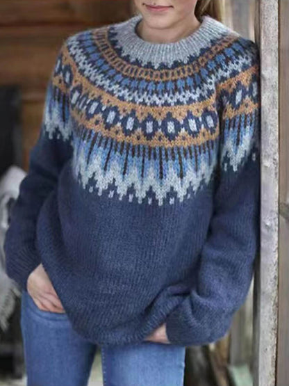 Chunky Needle Jacquard Knit Sweater