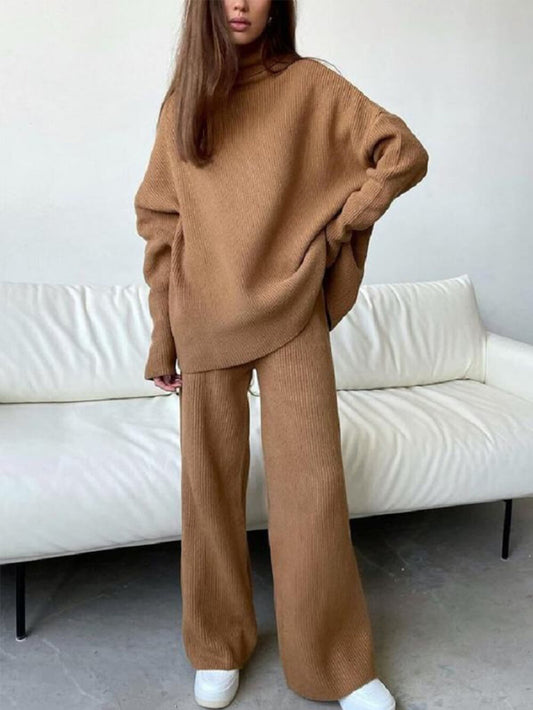 Relaxed Fit Turtleneck Knit Two-Piece Set