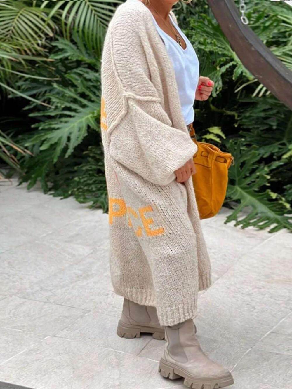Plus Size Heart Pattern Knit Cardigan with Pockets
