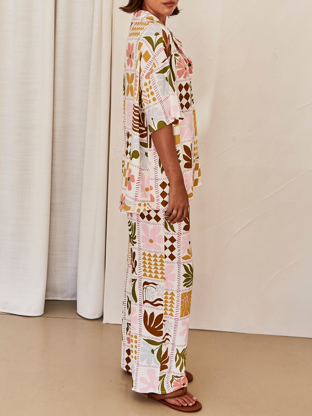 Chic Loose-Fit Unique Printed Two-Piece Ensemble