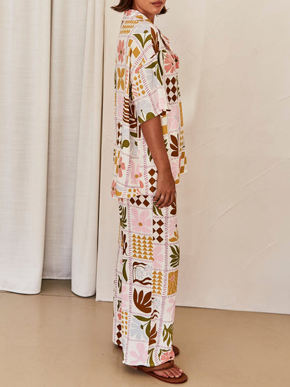 Chic Loose-Fit Unique Printed Two-Piece Ensemble