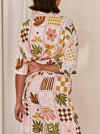 Chic Loose-Fit Unique Printed Two-Piece Ensemble