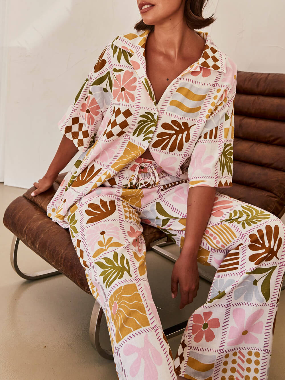 Chic Loose-Fit Unique Printed Two-Piece Ensemble