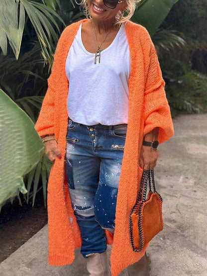 Plus Size Heart Pattern Knit Cardigan with Pockets