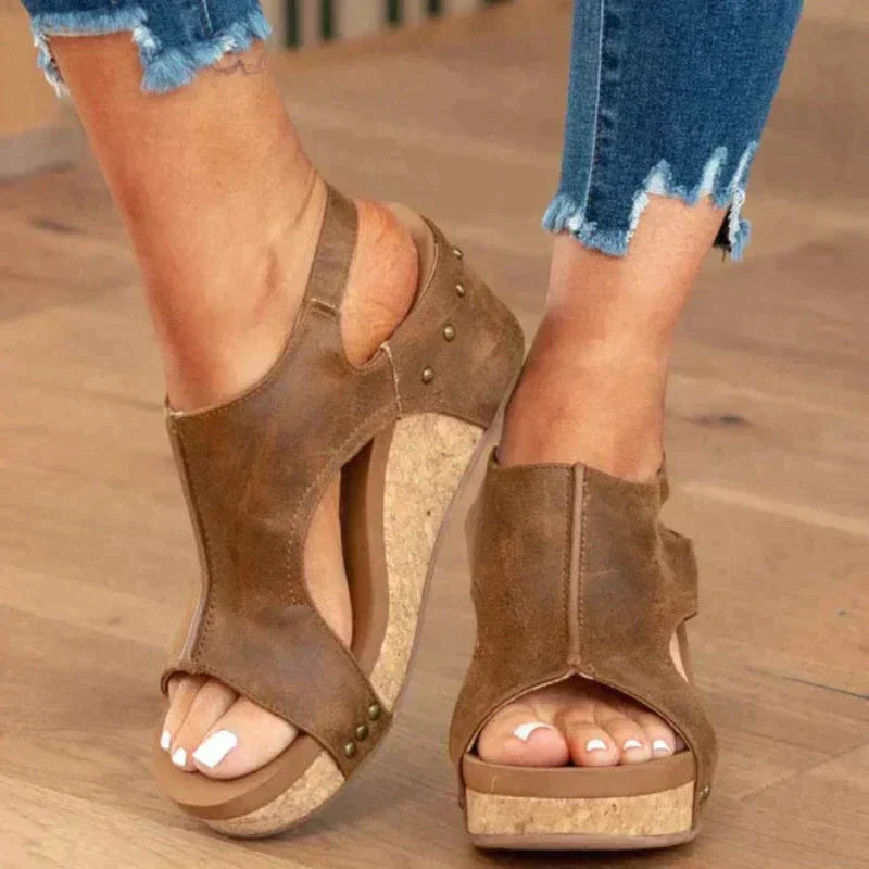 Georgia Open-Toe Cork Platform Sandals