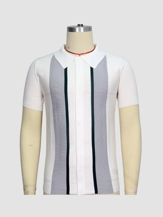 MV Knitted Casual Striped Polo Shirt